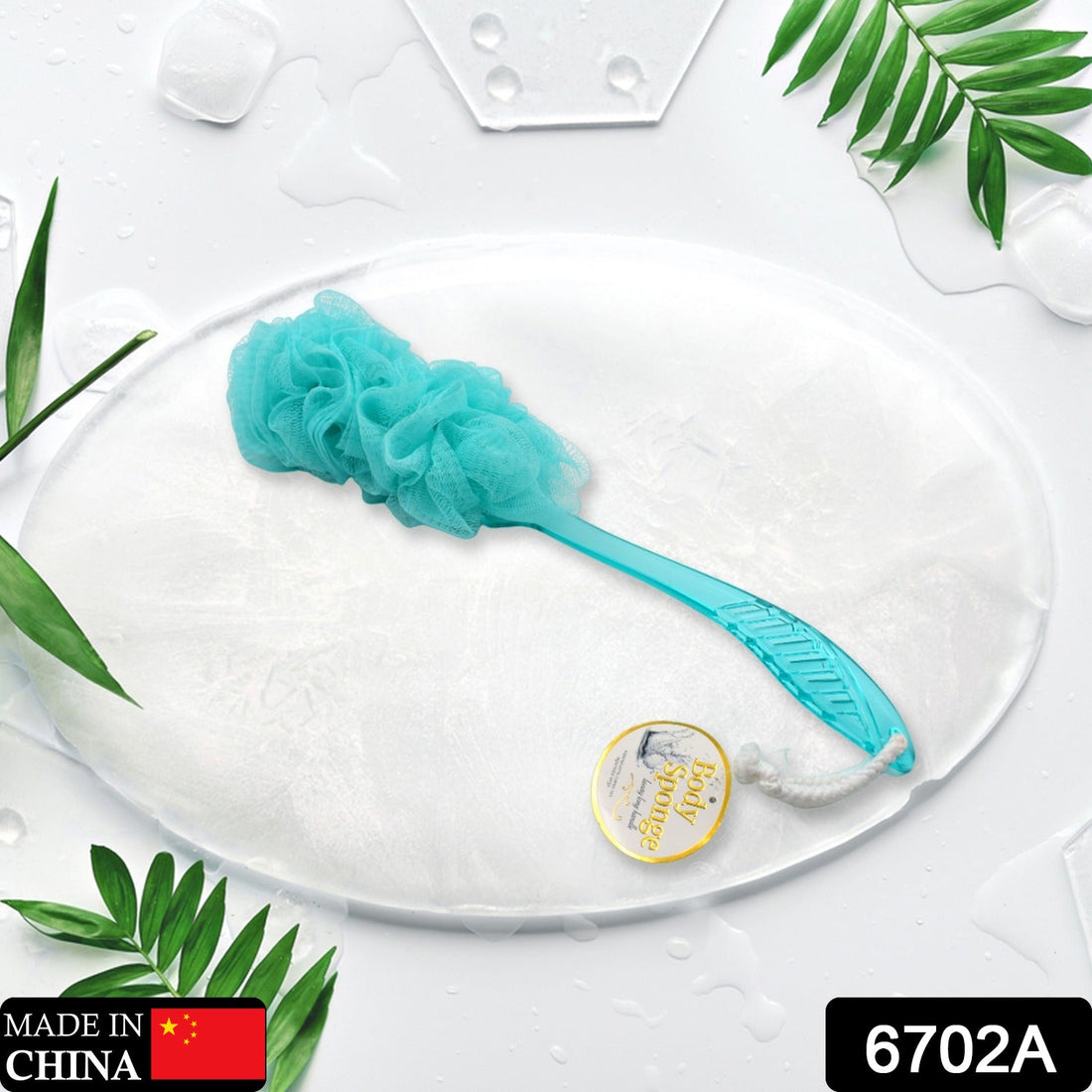 Loofah back scrubber with long handle for easy reach