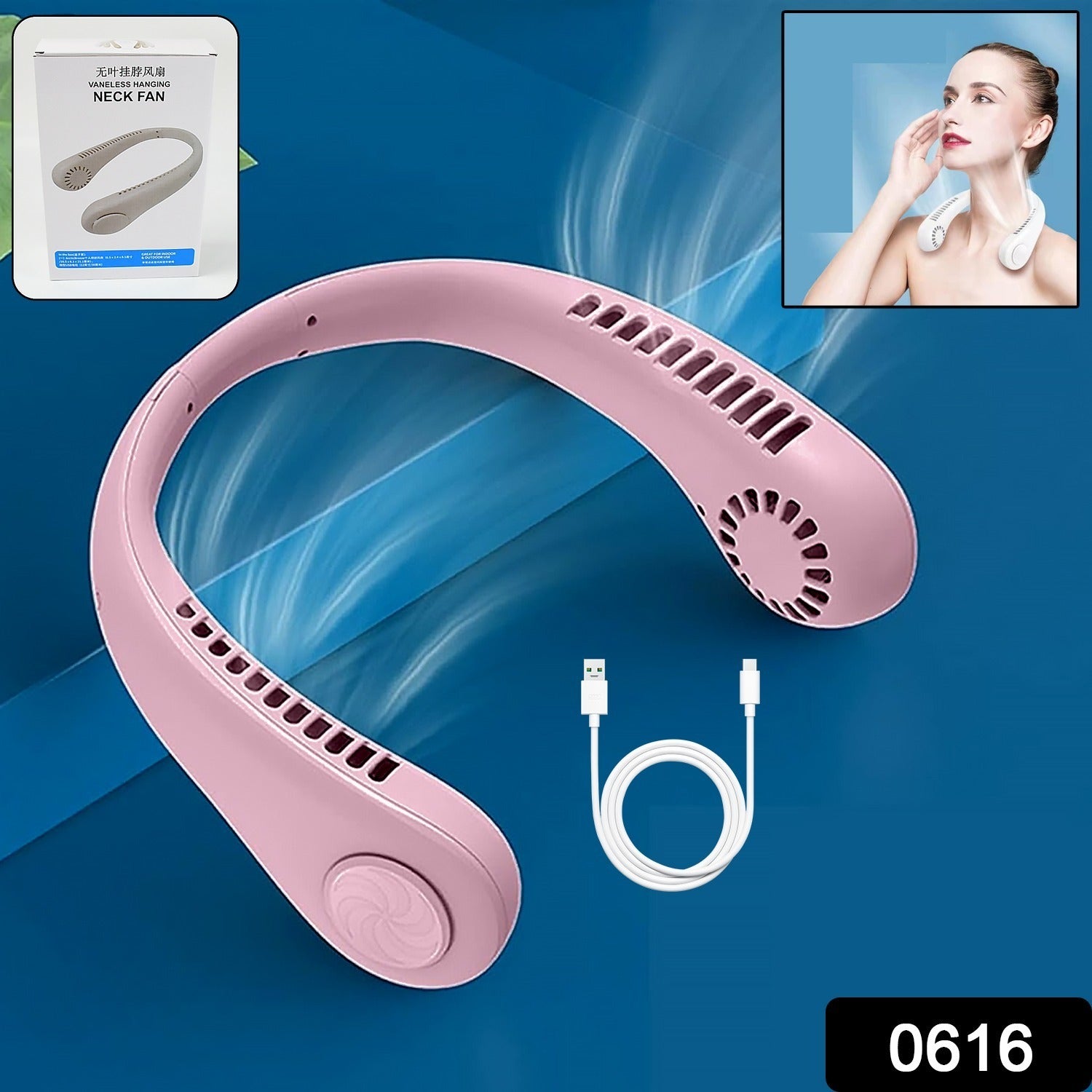 Portable Neck Fan: Holiday Hands Free Bladeless Neck Fan, 360° Cooling Hanging Fan, USB Rechargeable Personal Neck Fan, Wearable Neck Fan Suitable for Traveling your brand