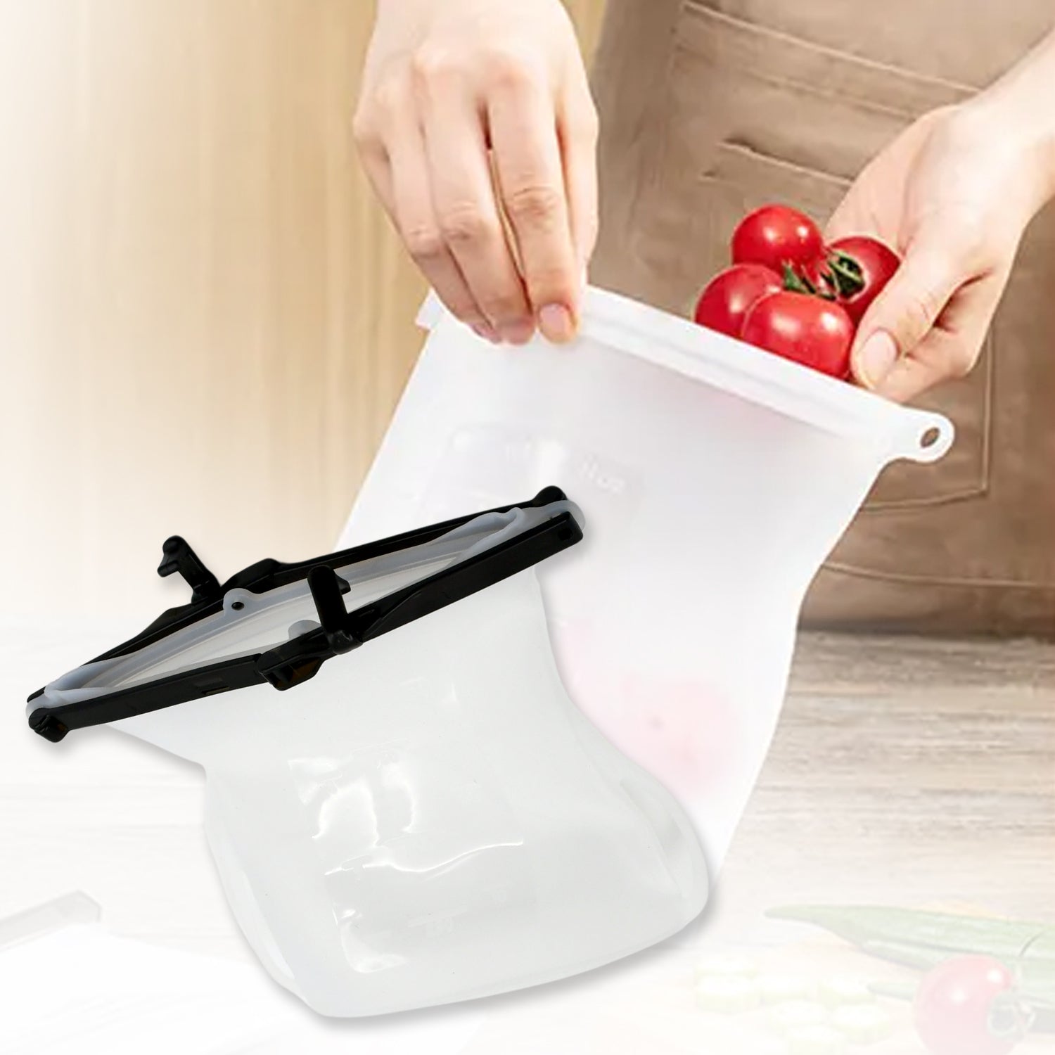 Reusable Silicone Food Storage Bag Set Leakproof Lock Reusable Flat Bottom Freezer Bags, Sandwich Bags, Silicone Food Grade Kids Snack Bags, BPA Free Microwave Dishwasher Safe (1 Pc) - Shopmania Wholesale