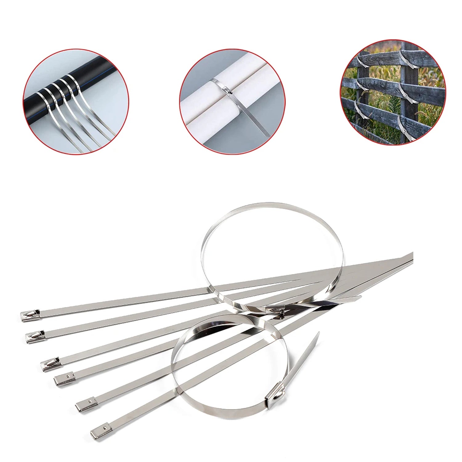 Stainless Steel Cable TIE Used for Solar, Industrial and Home Improvement Multipurpose HIGH Strength, Self-Locking Zip Ties, Multi-purpose Tie, Portable Rustproof 100Pcs Wide Application Zip Tie Set for Building (100 pcs Set / 4.6x200MM) - Shopmania Wholesale
