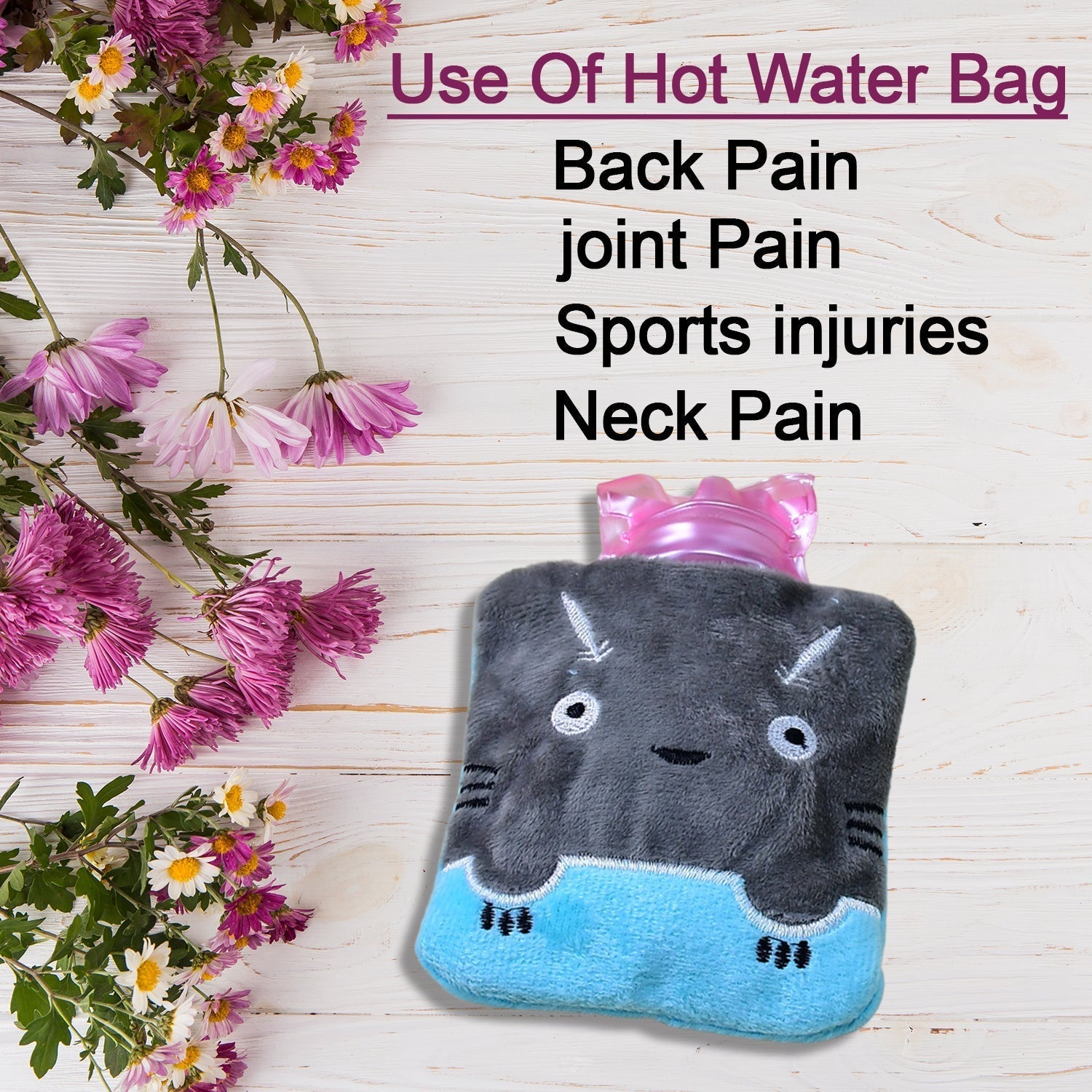 Grey Cat Print Small Hot Water Bag with Cover for Pain Relief your brand