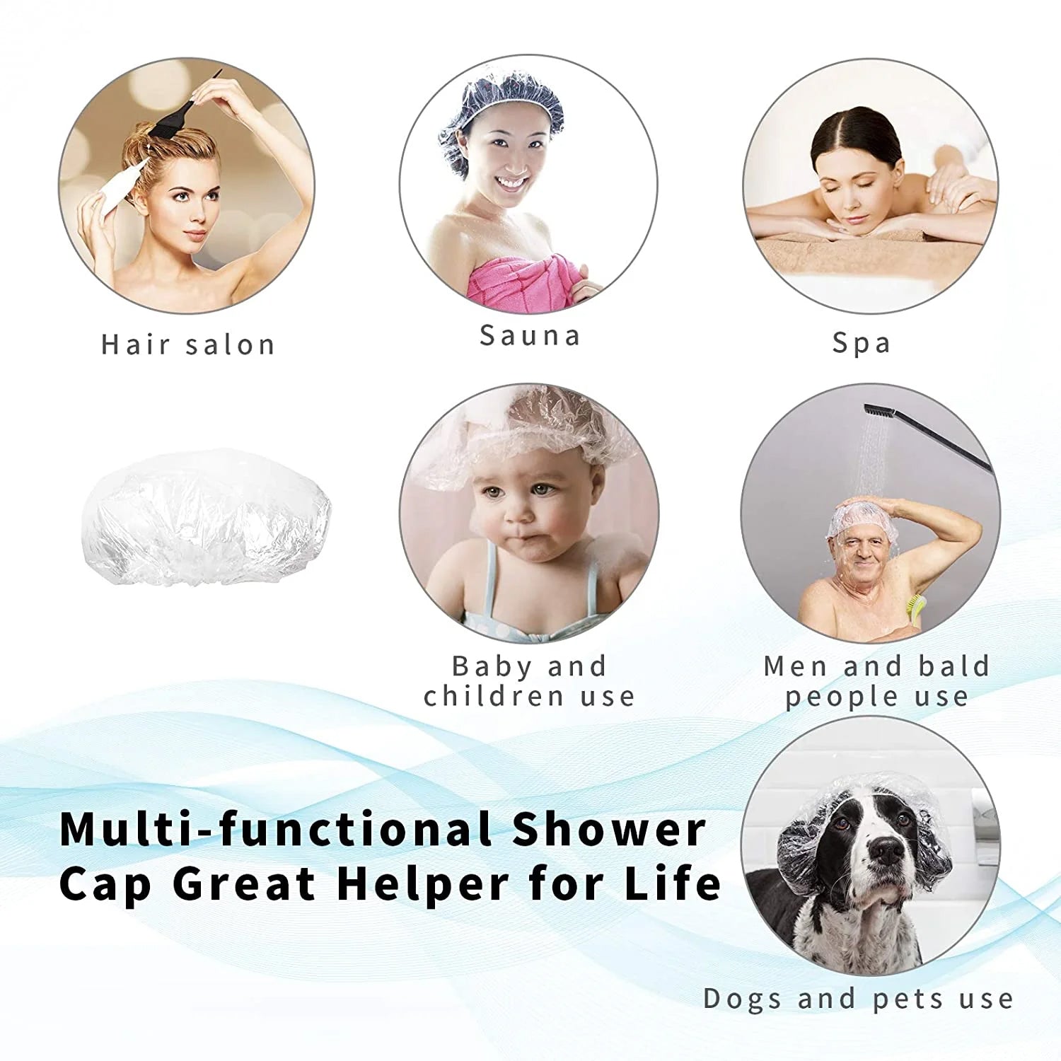 DISPOSABLE SHOWER CAPS FOR WOMEN LARGER THICKER WATERPROOF AND INDIVIDUALLY WRAPPED, PLASTIC ELASTIC HAIR BATH CAPS FOR HOTEL AND SPA, HAIR SALON, HOME USE, PORTABLE TRAVEL (10 Pc Set) - Shopmania Wholesale