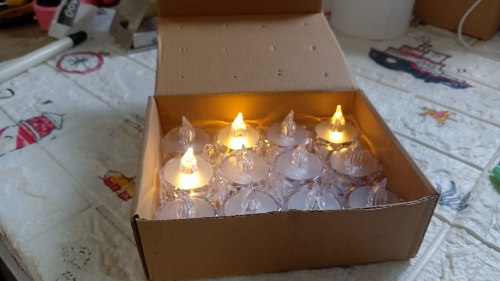 12 Pcs Flameless and Smokeless Decorative Acrylic Candles Transparent Led Tea Light Candle for Gifting, House, Diwali, Christmas, Festival, Events Decor Candles - Shopmania Wholesale