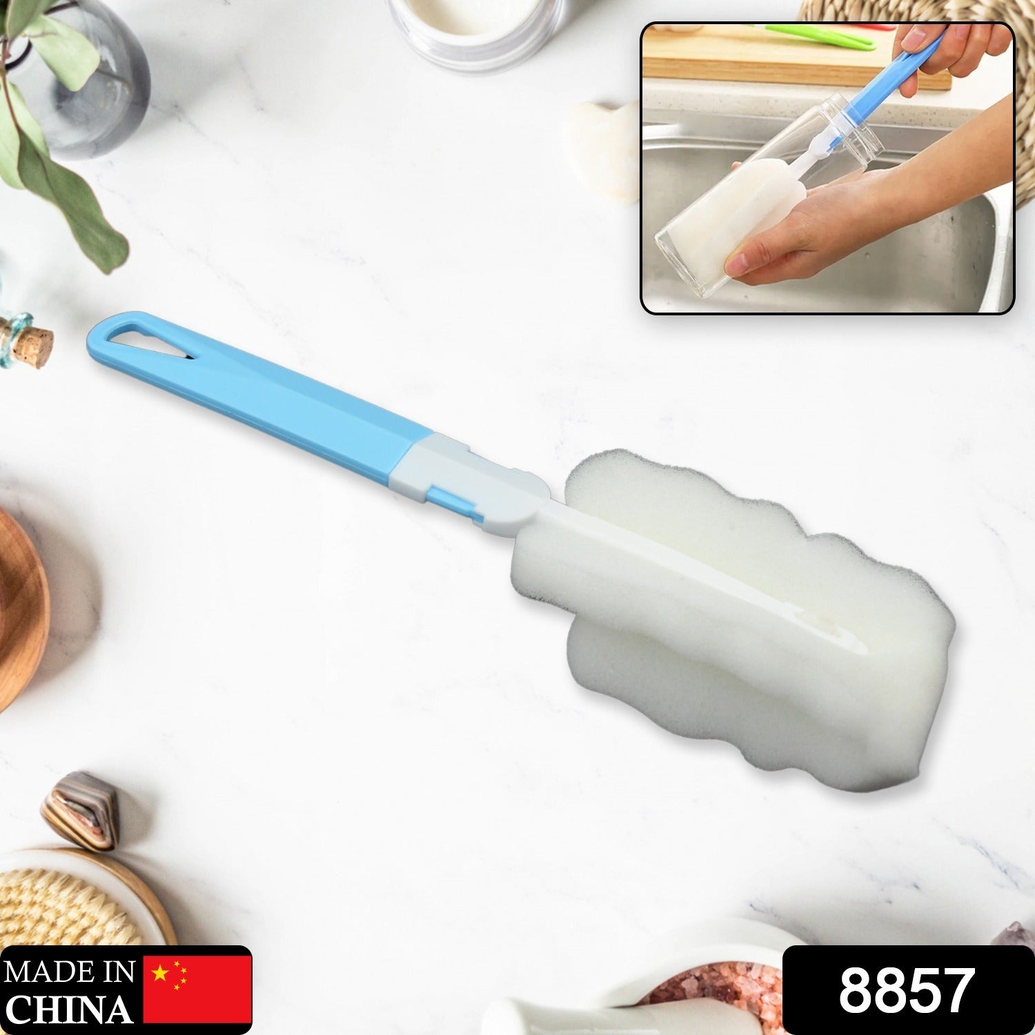 Sponge Cleaning Brush Kitchen Tool Bottle Soft Brush for Dishes| Cleaning Brush Cleaner with Plastic Long Handle, Soft Dish Washing Foam Cleaning Brushes For Cups Mugs Kettles Wine Glasses and Baby Bottles (1 Pc) - Shopmania Wholesale