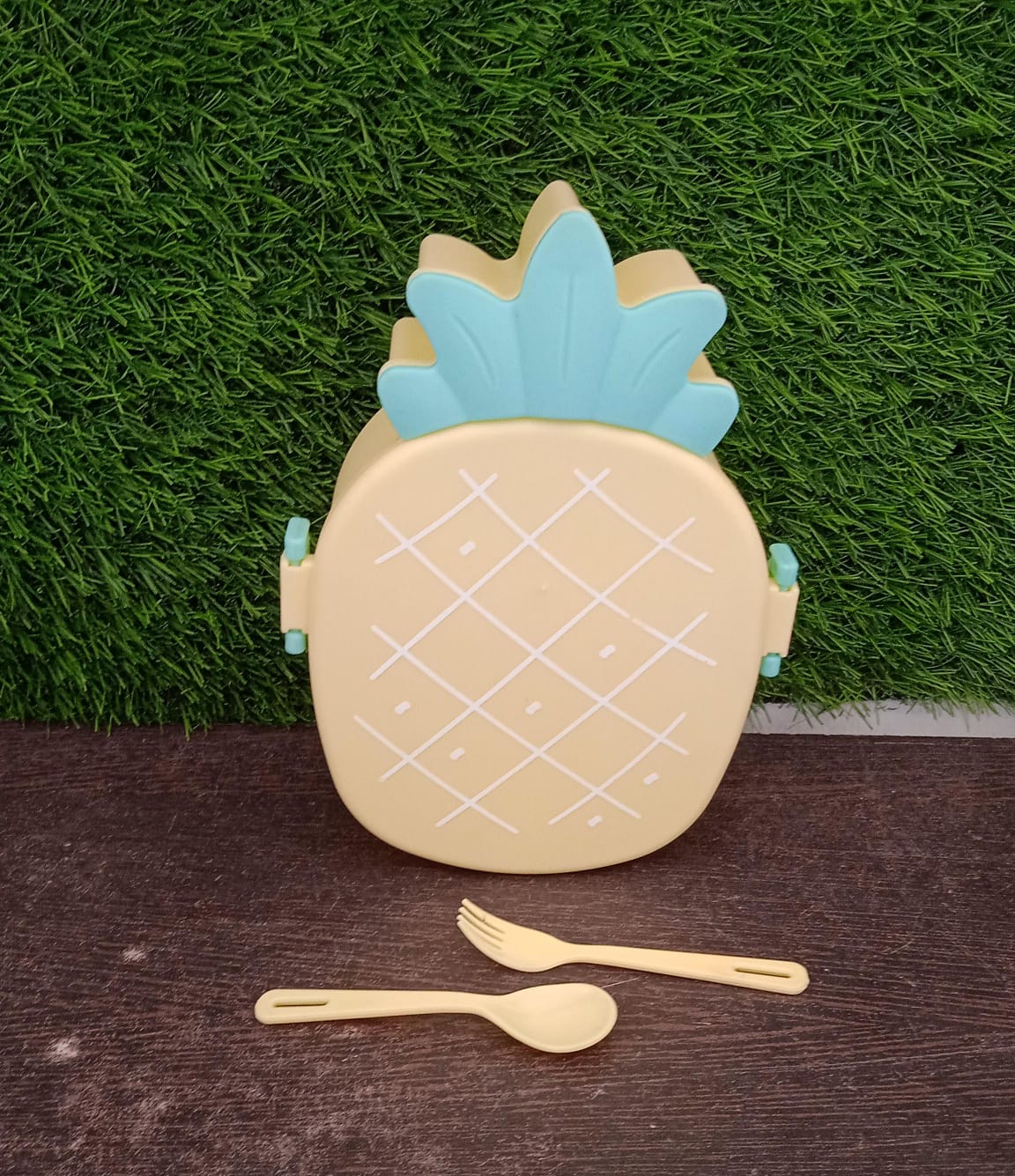Kids Lunch Box Cute Pineapple Shaped Bento Box with Fork Spoon Snack Container Microwave Portable Office Lunch Box (1 Pc / With Spoon & Fork) your brand
