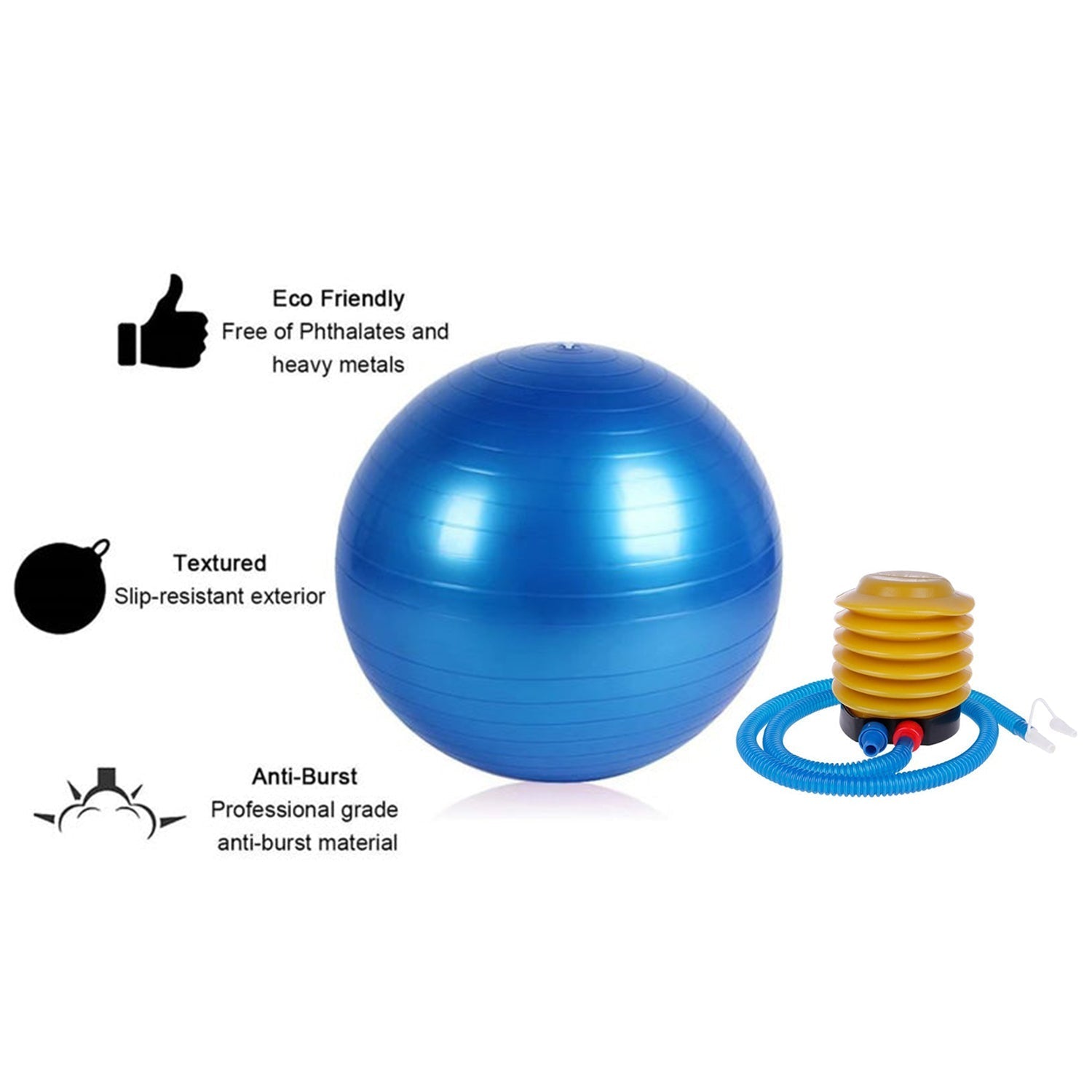 Heavy Duty Gym Ball Non-Slip Stability Ball with Foot Pump for Total Body Fitness - Shopmania Wholesale