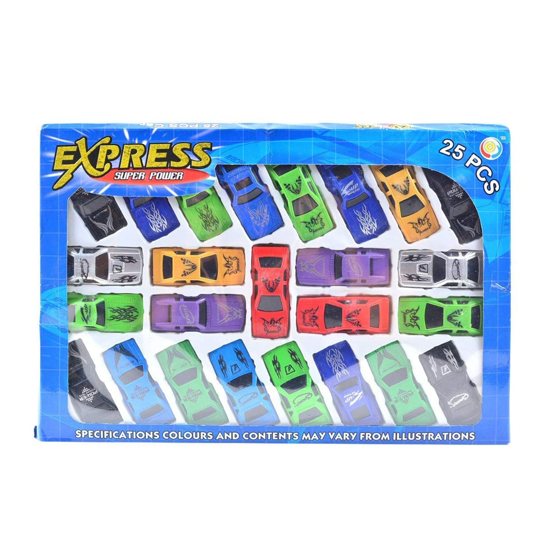 25-piece Super Racer power car set with various toy cars in vibrant colors