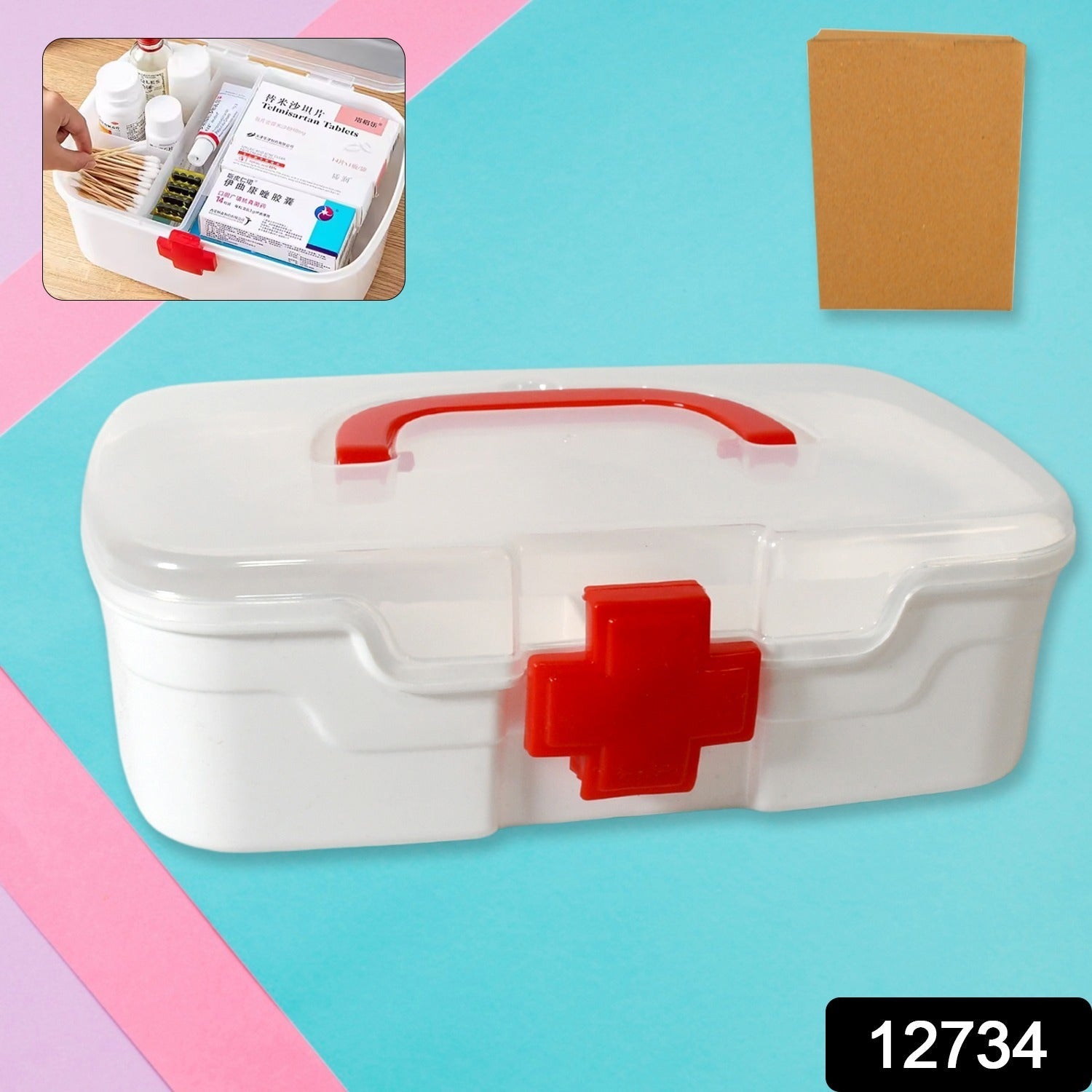 Medical Box, 1 Piece, Indoor Outdoor Medical Utility, Medicine Storage Box, Detachable Tray Medical Box Multi Purpose Regular Medicine, First Aid Box with Handle & Transparent Lid - Shopmania Wholesale