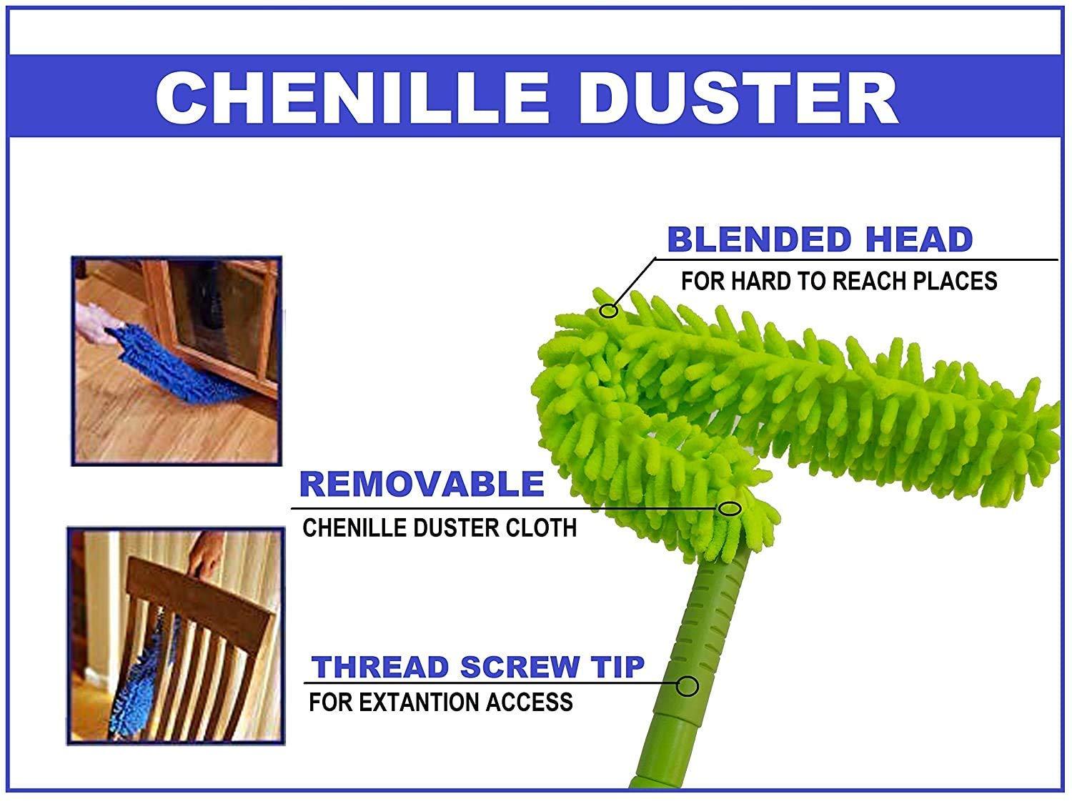 Multipurpose cleaning tool for ceiling fans, dusts efficiently and quickly.