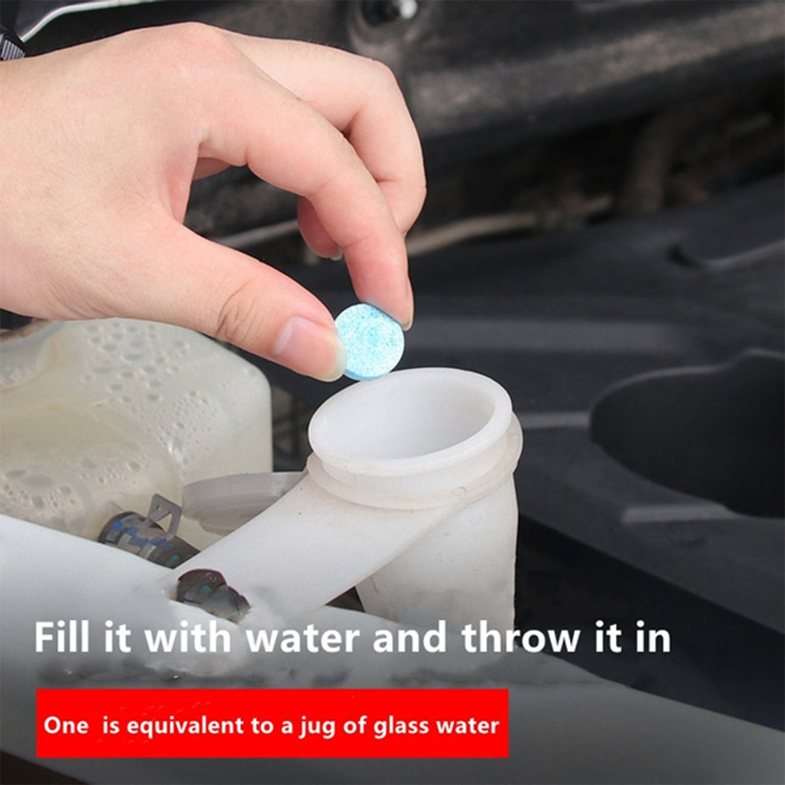 Effervescent tablets for car wiper detergent