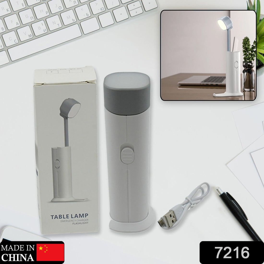 4-in-1 desk lamp with flashlight, power bank, and adjustable head