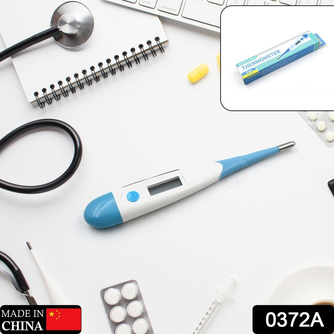 Thermometer with LCD backlight display for adults and children