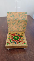 Handicraft Wood Chowki for Pooja , Wooden Bajot for Sitting, Multipurpose Stool (Multi color) (1 Pc) your brand