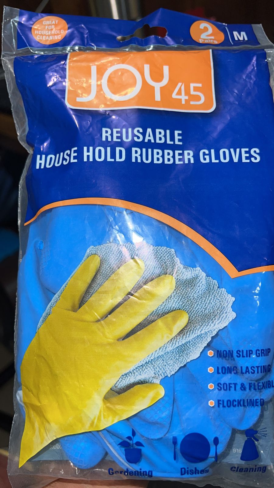 2 Pair Large Blue Gloves For Different Types Of Purposes Like Washing Utensils, Gardening And Cleaning Toilet Etc. - Shopmania Wholesale