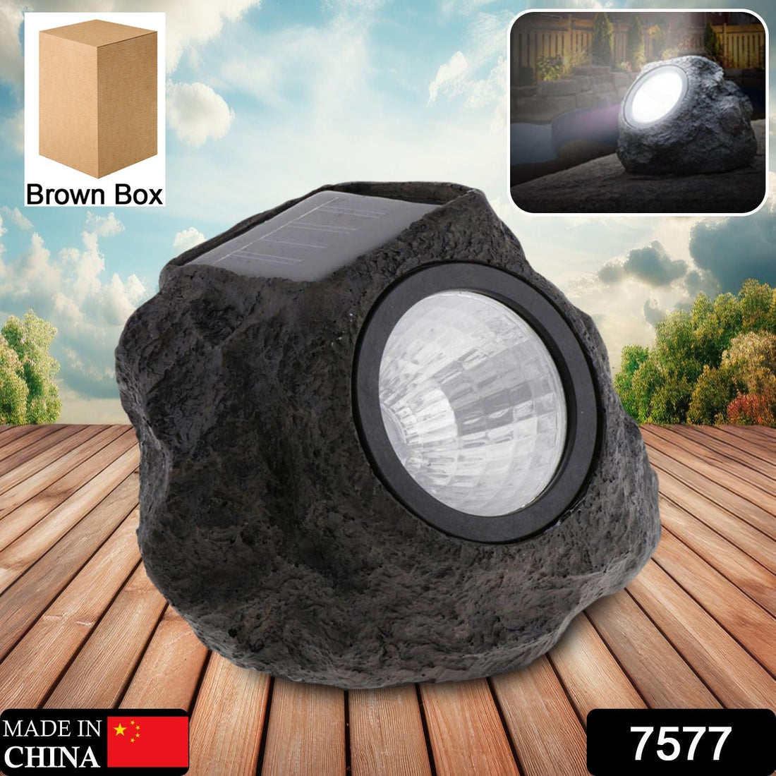 Solar Powered LED Rock Light Solar Powered LED Spotlight Faux Stone for Pathway Landscape Garden Outdoor Patio Yard (1 Pc) - Shopmania Wholesale