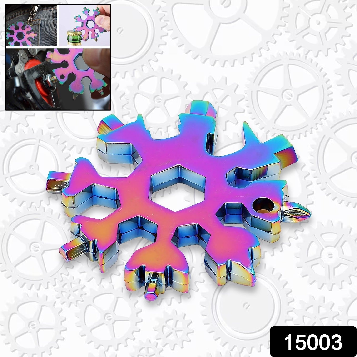 Durable & Portable 18 in 1 Snowflake Multi-Tool, Snowflake Bottle Opener Flat Phillips Screwdriver Kit Wrench your brand