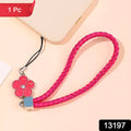 Flower Shape metal alloy pendant Nylon Braided leather hand strap lanyard phone (1 Pc / Multicolor) your brand