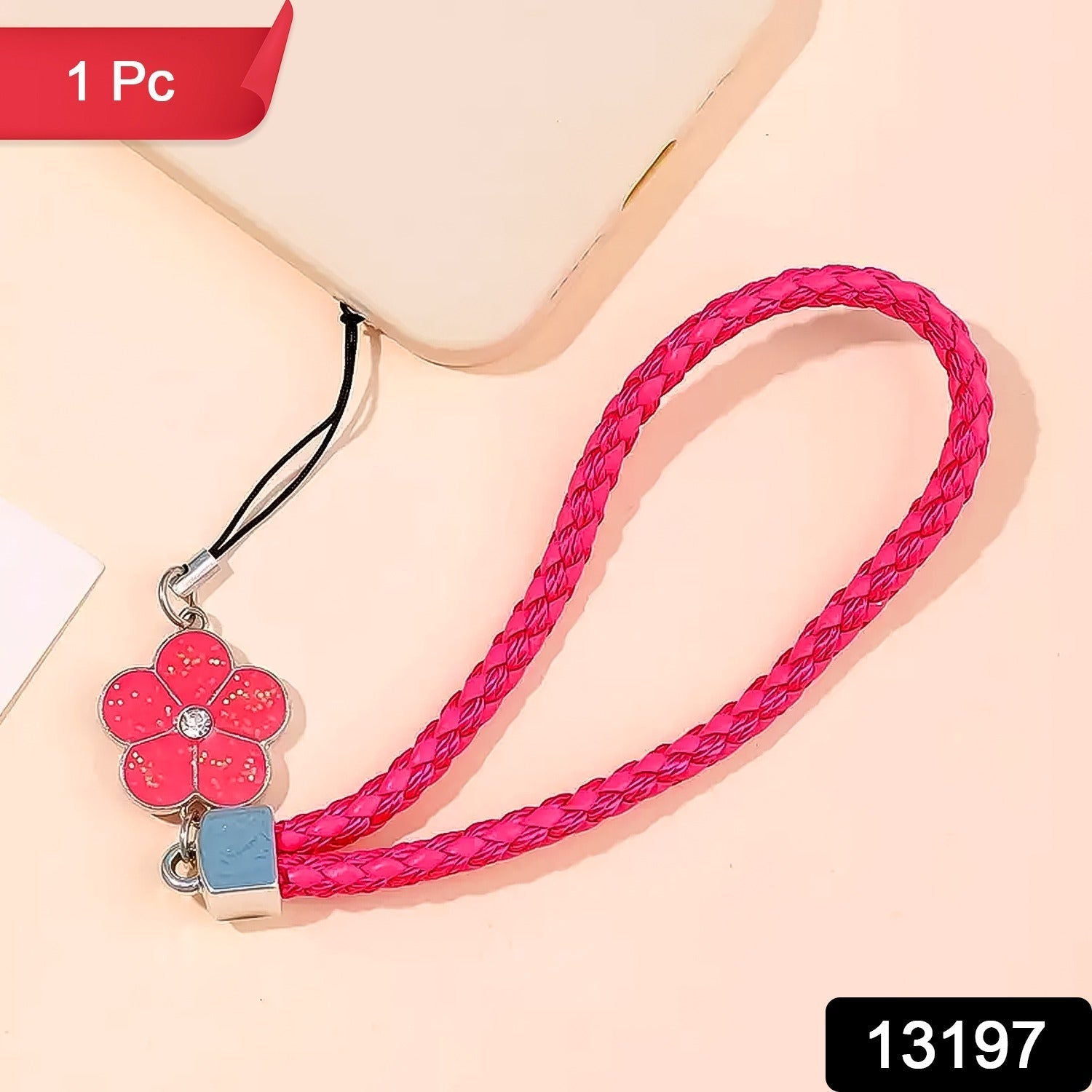 Flower Shape metal alloy pendant Nylon Braided leather hand strap lanyard phone (1 Pc / Multicolor) your brand