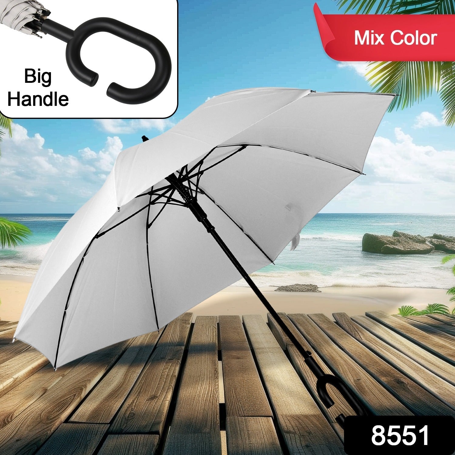 8551 Umbrella Summer Sun and Rain Protection Foldable Cute Umbrella & C-Shaped Handle || UV Protection Rain Sun Umbrella || Travel Accessories || Umbrella for Children, Girls, and Boys (1 Pc / Mix Color) - Shopmania Wholesale