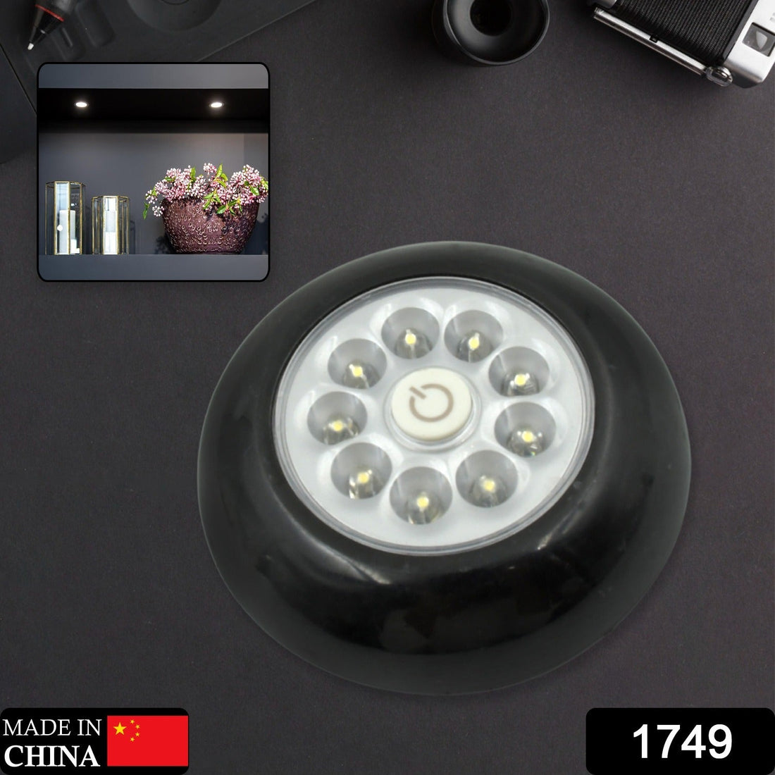 9 LED Touch Light Closet Light Battery Powered Stick-on Anywhere Puck Lights with New Strong Adhesive for Cabinet, Stair, Bedroom, Kitchen Night Light Stick Tap Night ( Battery Not Included / 1 Pc ) - Shopmania Wholesale