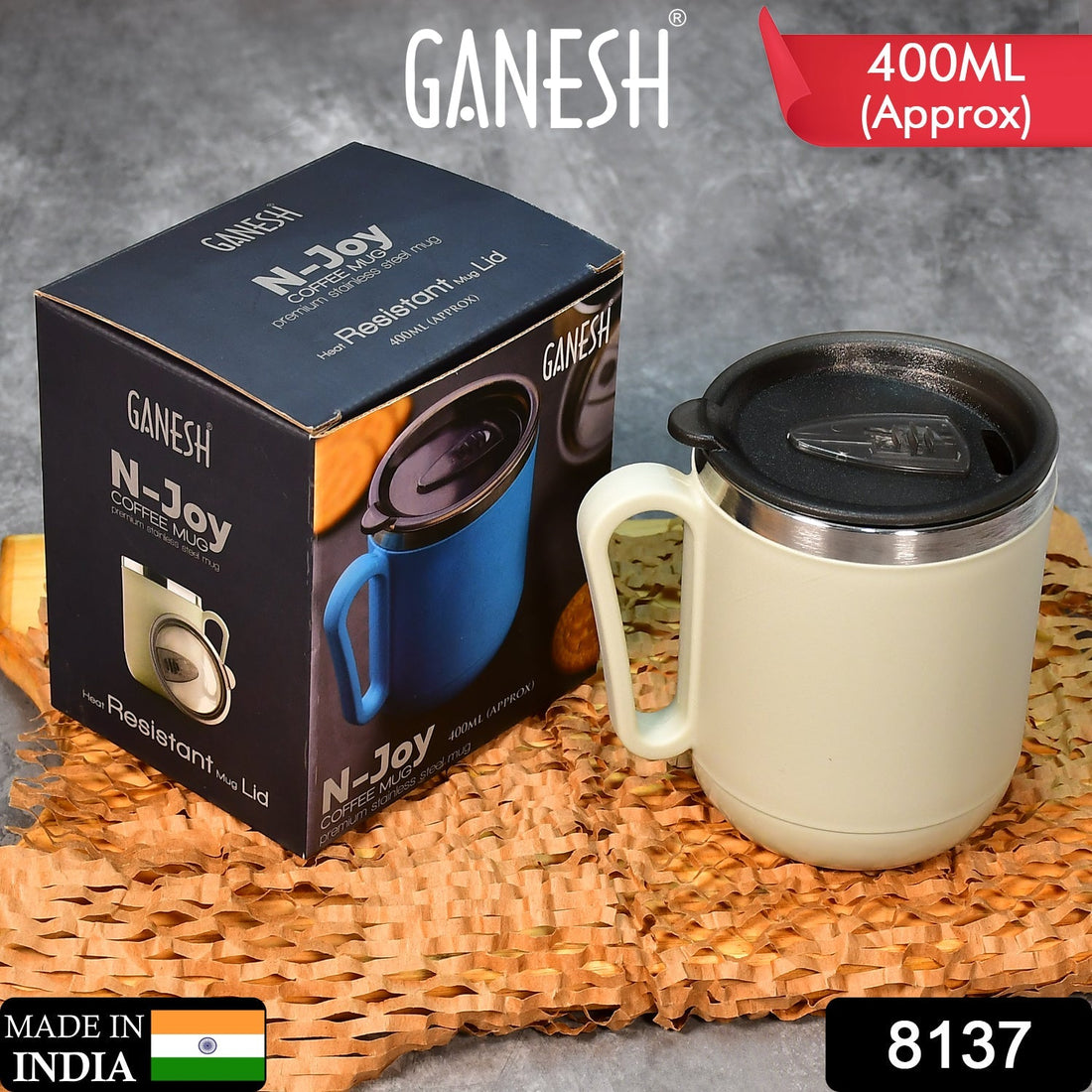 Premium stainless steel coffee mug with heat-resistant lid