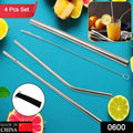 Reusable Stainless Steel Straws with Travel Case Cleaning Brush Eco Friendly Extra Long Metal Straws Drinking Set of 4 (2 Straight straws, 1 Bent straws, 1 Brush) your brand