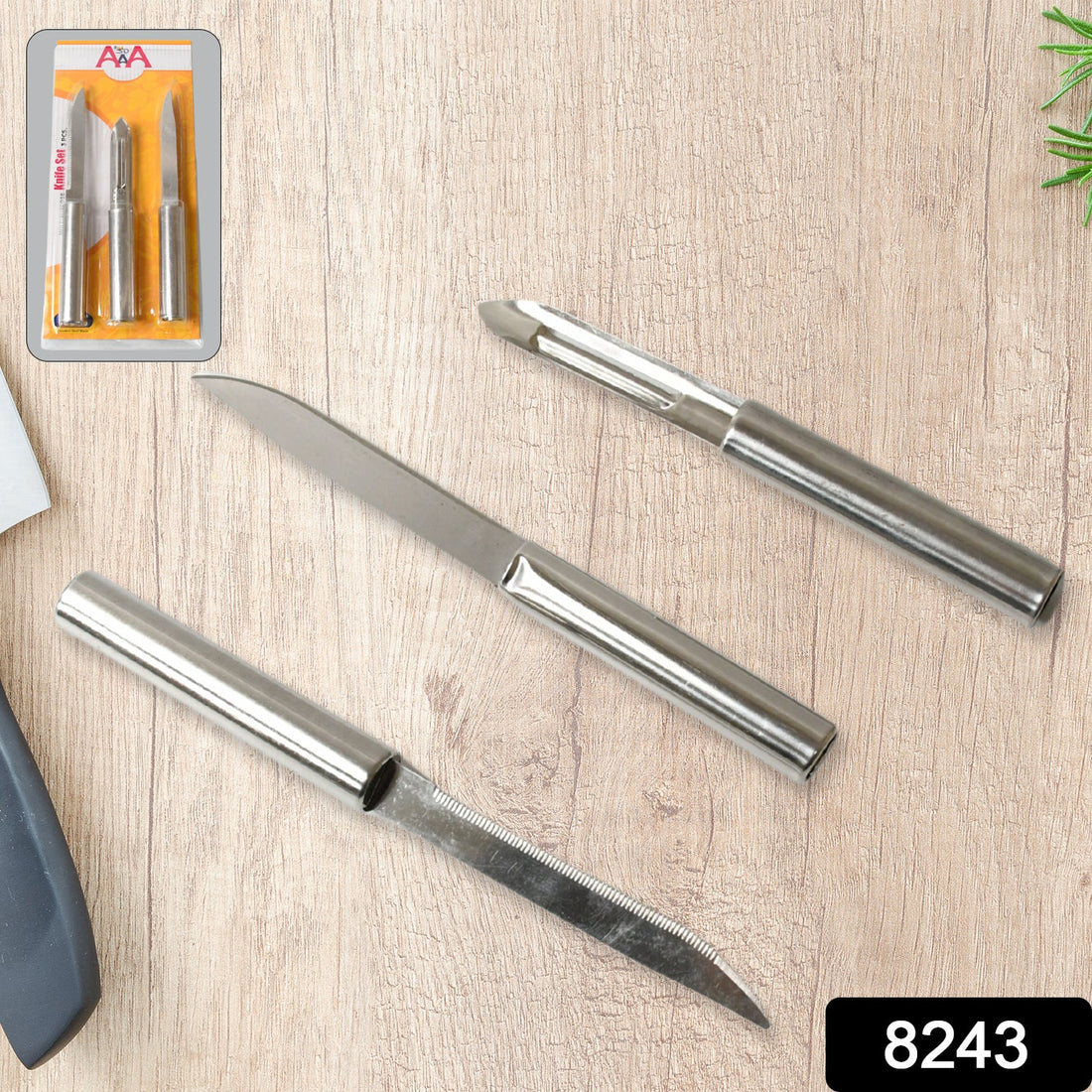 Stainless Steel Multipurpose Sharp Cutting Knife with Non-Slip Handle for Fruit, Meat and Vegetable Chopping (Pack Of 3) - Shopmania Wholesale