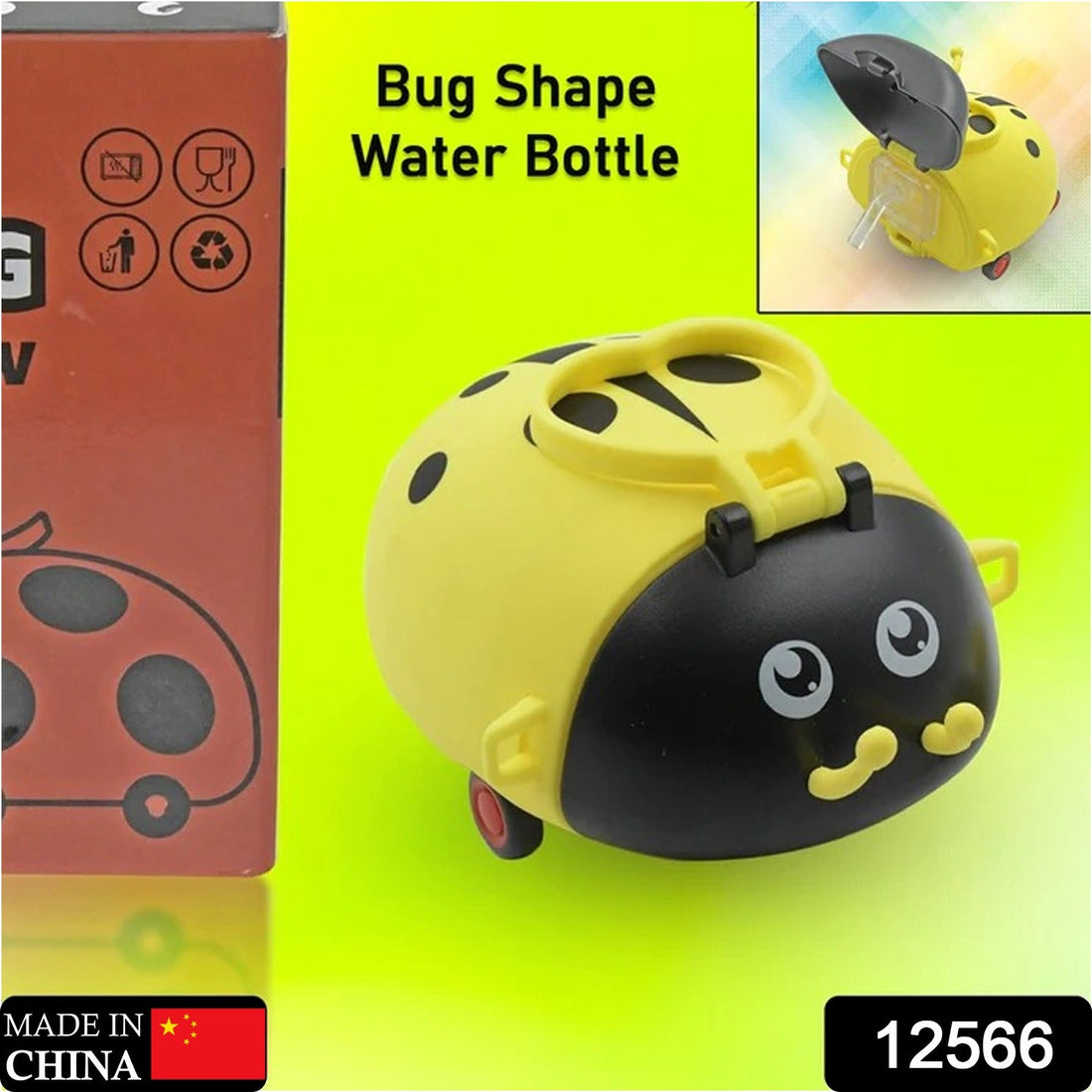 Cute Plastic Bug Shape Water Bottle with adjustable shoulder strap, 4 wheel &  Straw, portable drinking cup Water Bottle For Kids | Water Bottle | Return Gift For Kids | Water Bottle With Straw | School Kinds Water Bottle (1 Pc) - Shopmania Wholesale