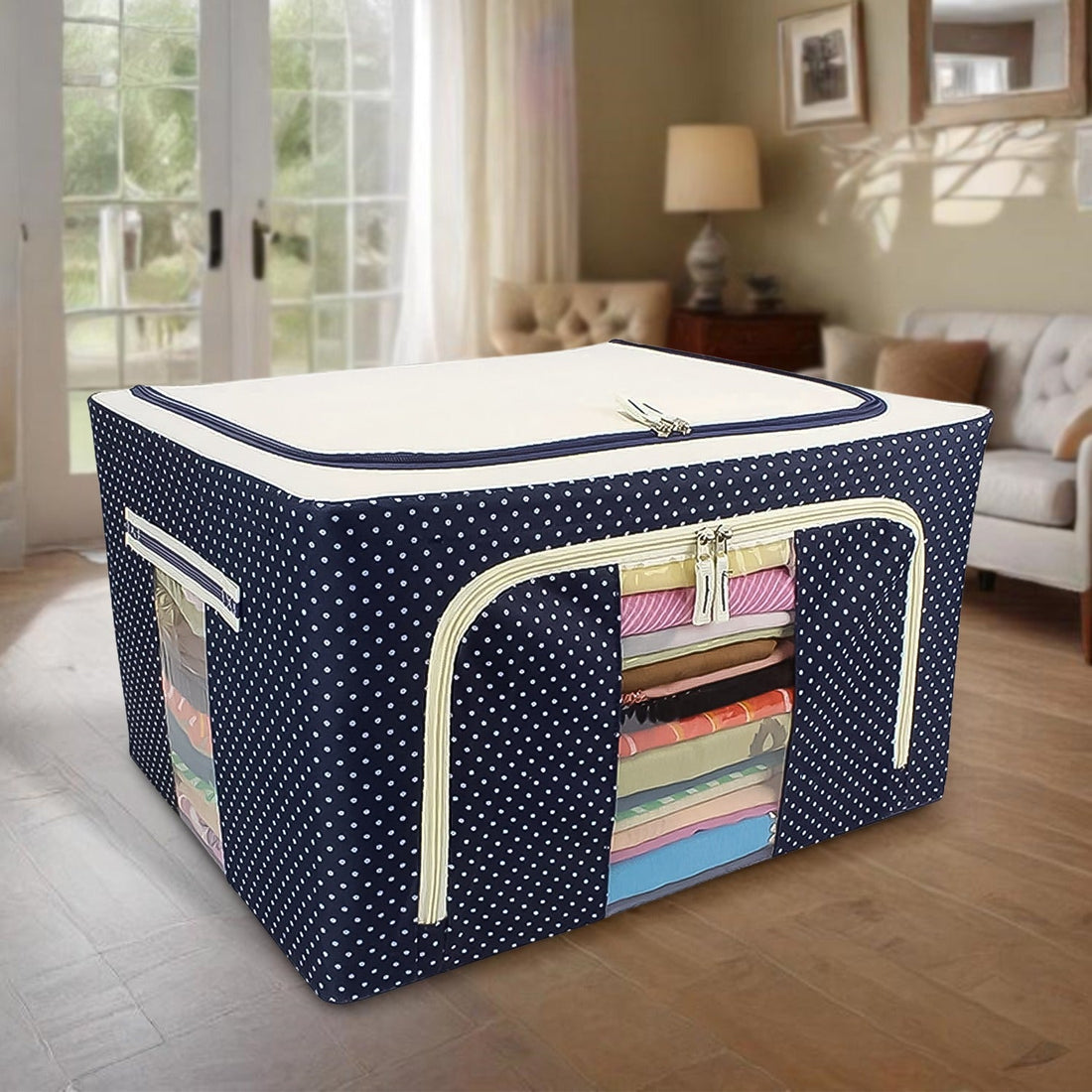Foldable Steel Frame Clothes Living Storage Organizer Handled Bag your brand