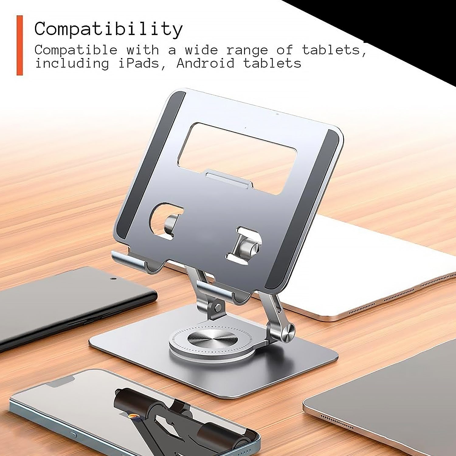 Aluminum Alloy 360°Rotating Bracket, Adjustable Tablet Stand, Portable Foldable Ergonomic Tablet Support - Shopmania Wholesale
