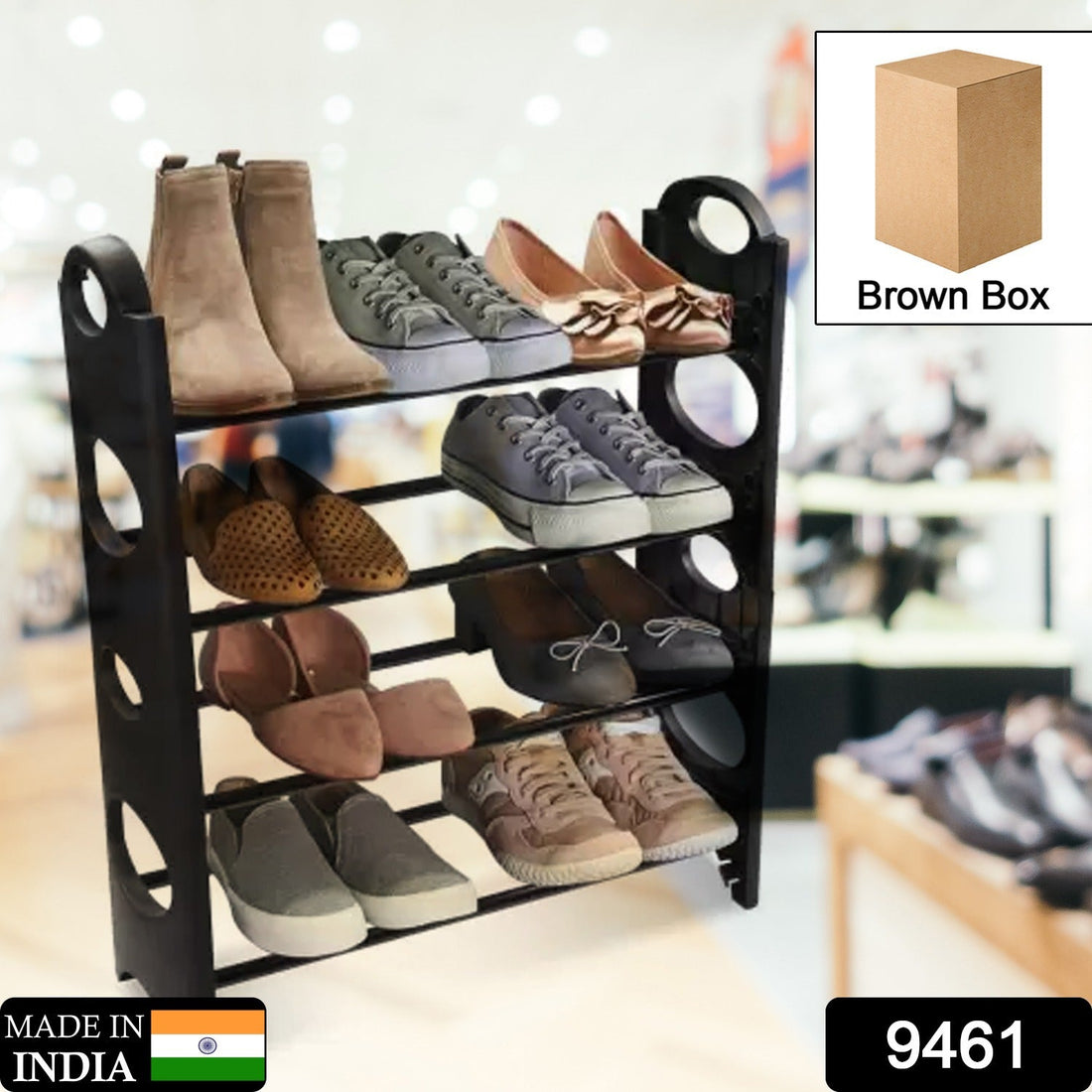 4-shelf shoe rack, sturdy and space-saving storage for footwear