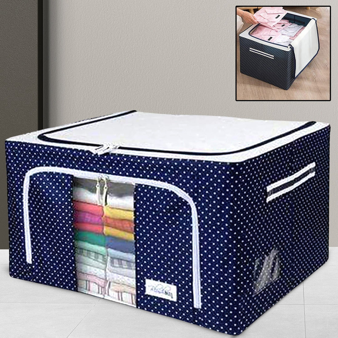 Foldable Steel Frame Clothes Living Storage Organizer Handled Bag your brand