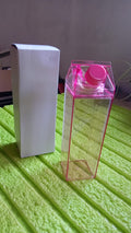 Plastic Milk Carton Colorful Clear Water Bottle, 17 Oz Portable Milk Box Leakproof Square Juice Bottle for Outdoor Sports Travel Camping your brand