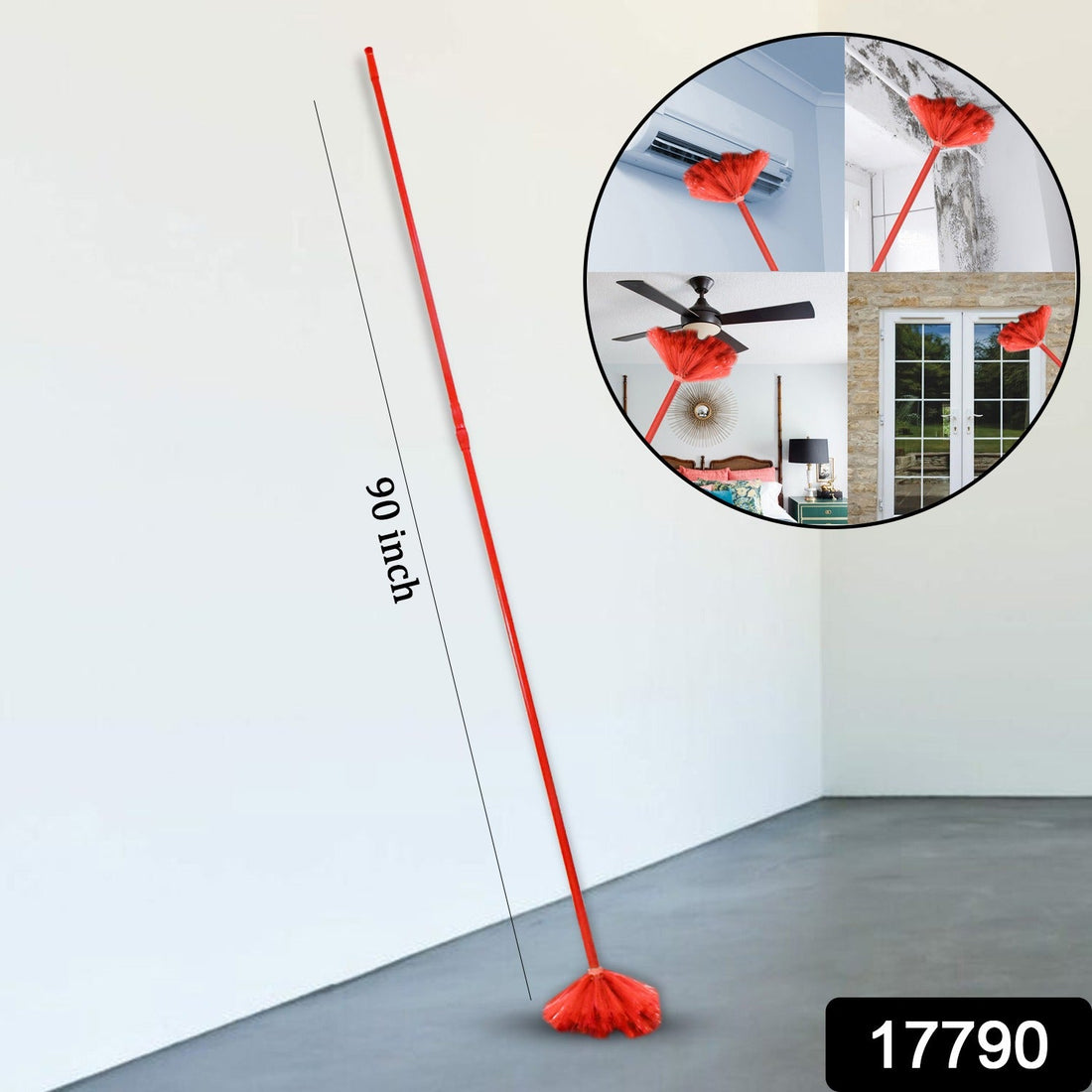 Cobweb Brush With Metal Strong Long Extendable Handle for Dusting, Ceiling Cobweb Cleaning, Brush for Lights, Fans & Webs Cleaning for Home / Kitchen (90 Inch /  MOQ :- 6 Pc) - Shopmania Wholesale