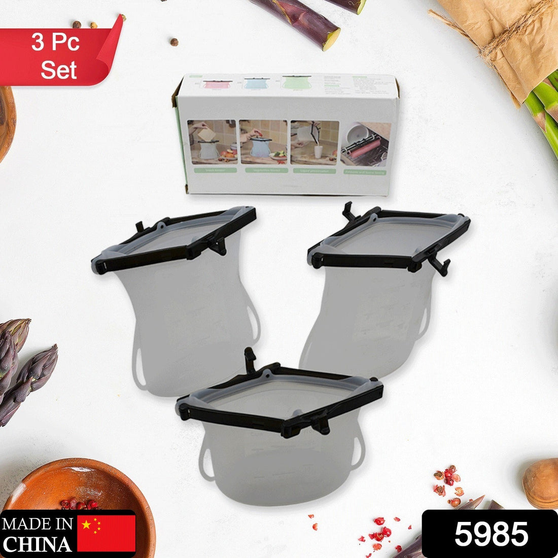 Reusable silicone food storage bags