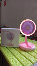 USB Rechargeable Portable Fan With LED Light Heavy Duty & Foldable Fan With Charging Port Home, Outdoor, Temple - Shopmania Wholesale