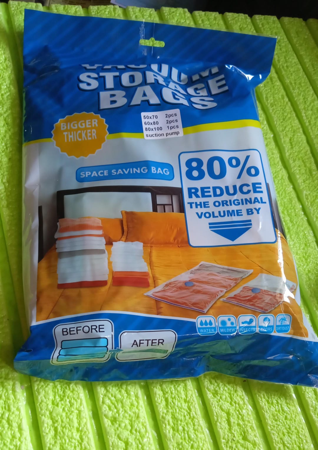 Vacuum Storage Bags with Suction Pump & Shirt clips - Vacuum Bags - Big Capacity Vacuum Seal Bags for Travel Clothes Blankets Pillows, Compression Bags | Space Saver Vacuum Storage Bags (5 Pcs Set) - Shopmania Wholesale