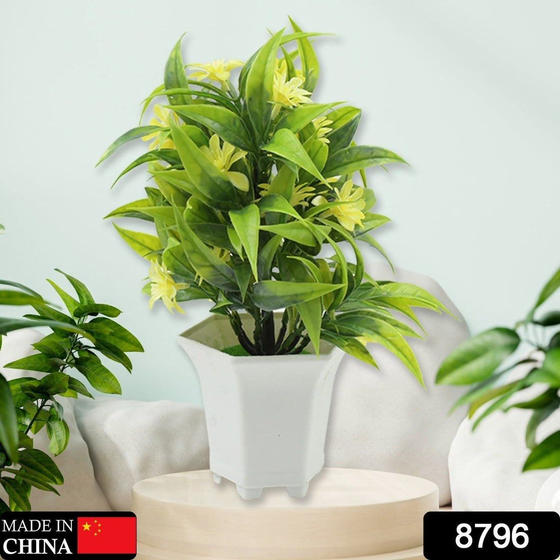 Wild Artificial Flower Plants with Cute Pot | Flower Plant for Home Office Decor | Tabletop and Desk Decoration | Artificial Flower for Balcony Indoor Decor, Plants for Living Room (1 Pc) your brand