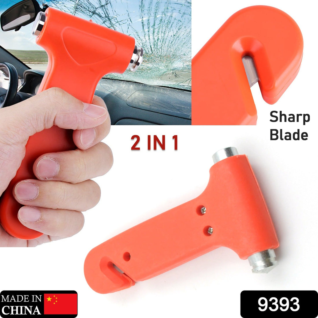 Car safety hammer for emergency, window breaker and seatbelt cutter