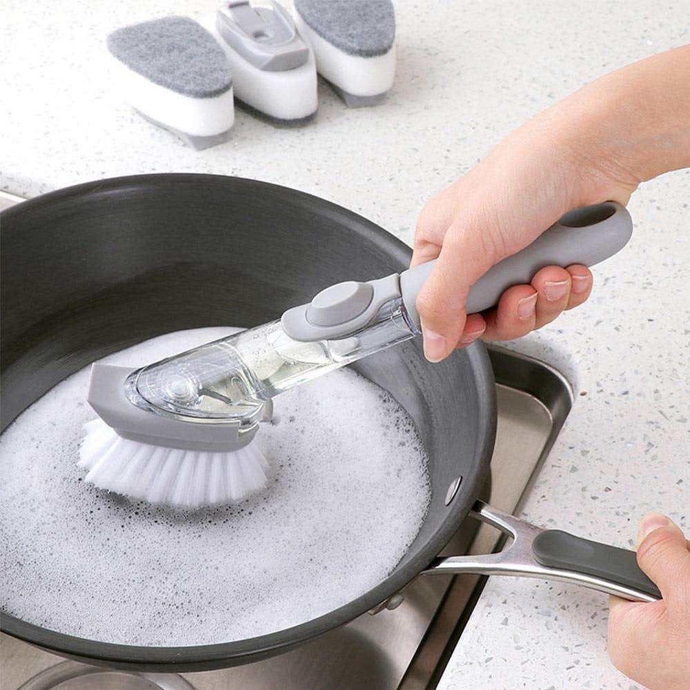Home & Kitchen Cleaning Brushes, Scrubber, Soap Dispenser Scrub Brush for Pans Pots and Bathtub Sink (2 In 1) your brand