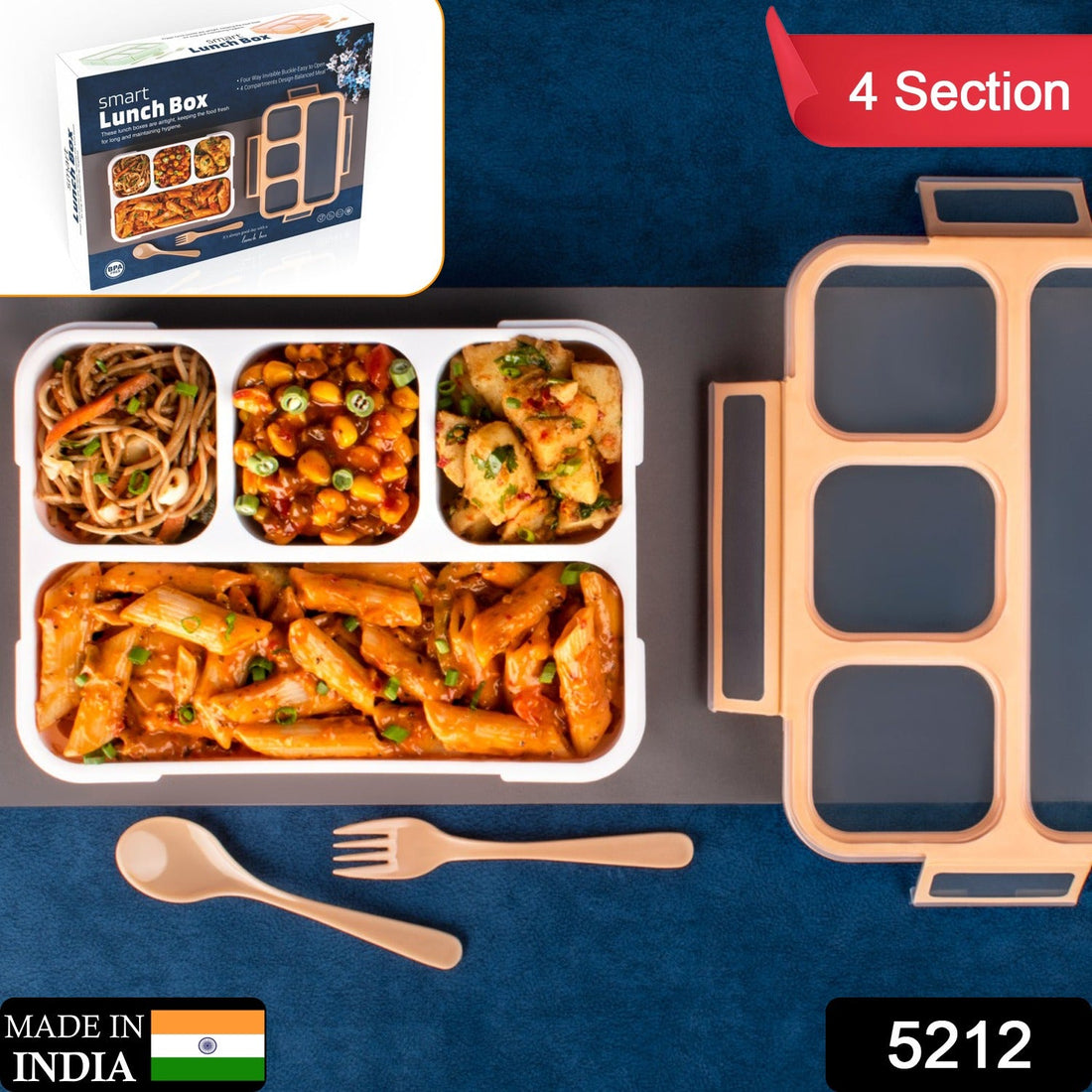 Leak-proof 4-compartment lunch box