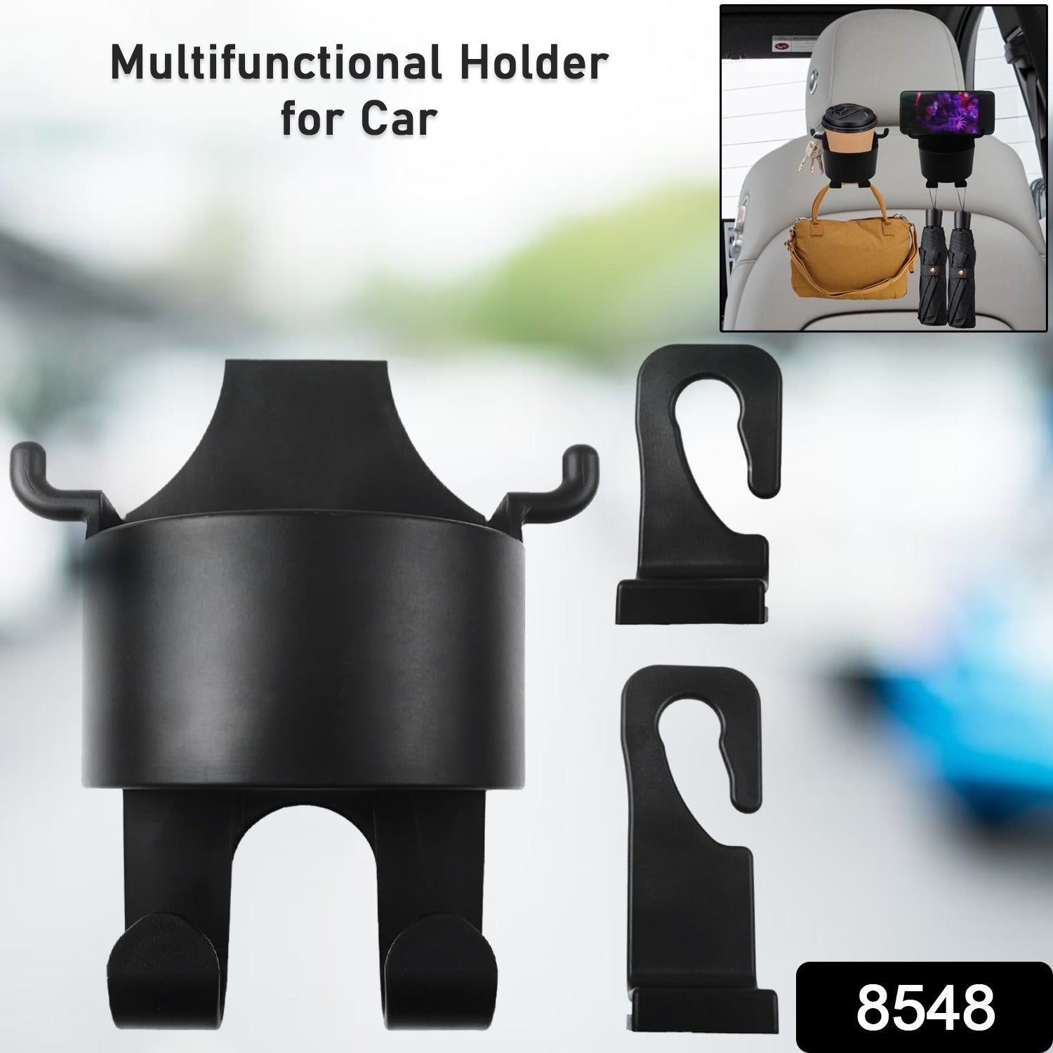 Car Headrest Backseat Organizer, 3 in 1 Automotive Cell Phone Drink cupholder Adapter with Headrest Hooks for Kids and Adults, Multifunctional Storage for Car Travel Accessories - Shopmania Wholesale