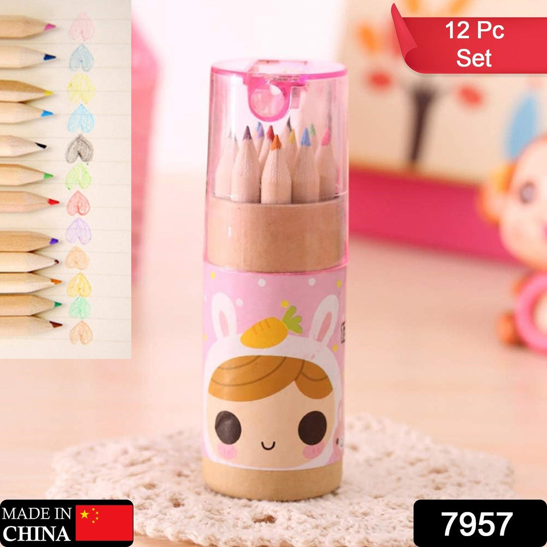 12-color pencil set with sharpener for kids