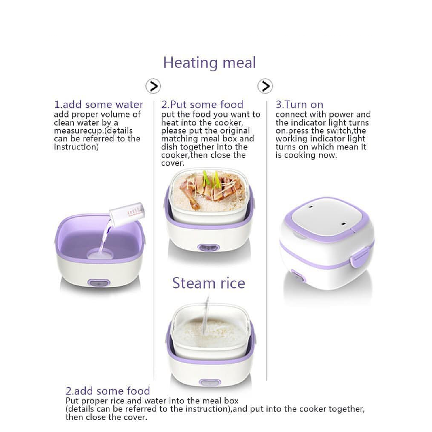 Electric Lunch Box Portable Food Warmer Food Heating Lunch Box Removable Food-Grade Stainless Steel Compartments, 220V 200W, for Car, Truck, office  - Shopmania Wholesale