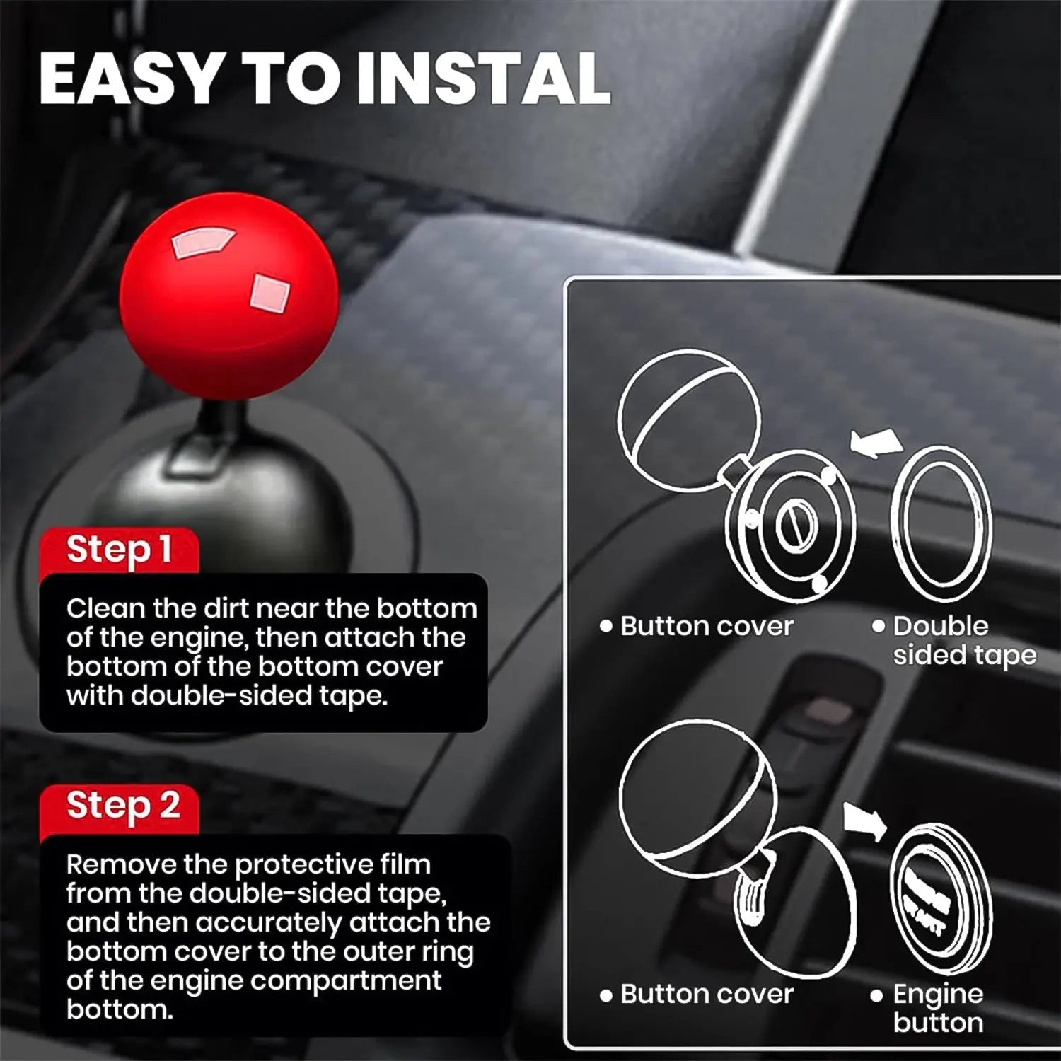 Ball Design Car Push Start Button Rocker / Cover (1 Pc) your brand