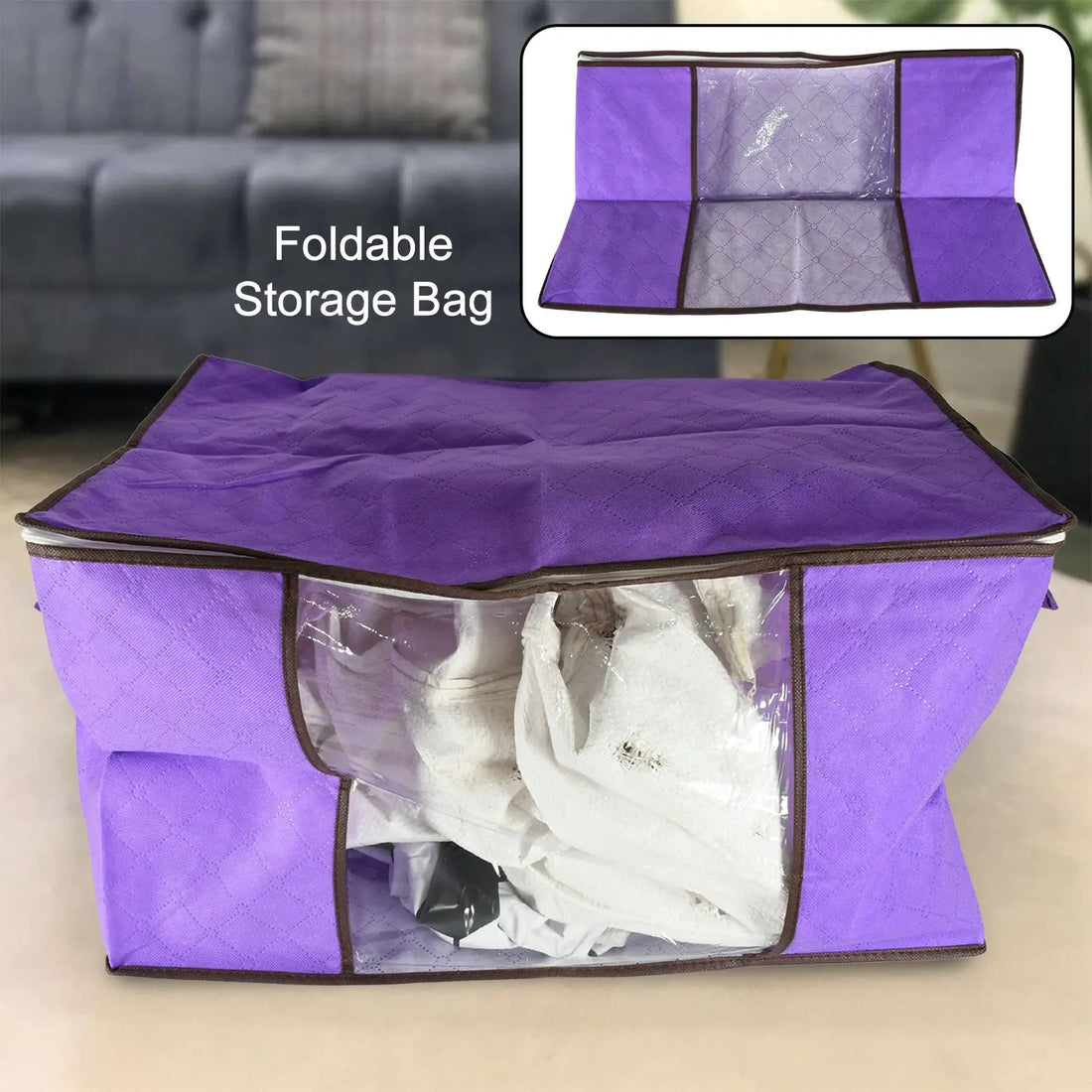 Clothing storage bag with zipper, non-woven storage bag for storing the clothes and sarees. your brand