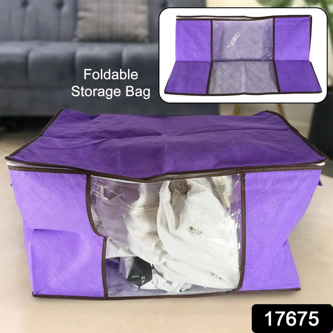 Clothing storage bag with zipper, non-woven storage bag for storing the clothes and sarees. your brand