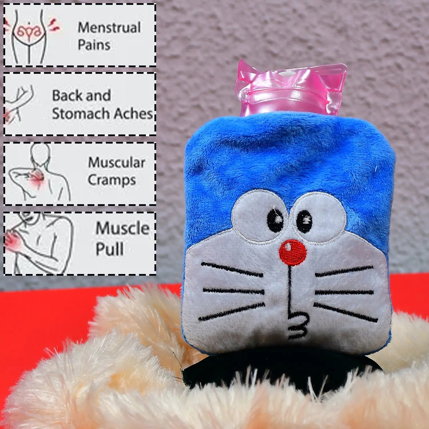 Doremon small Hot Water Bag with Cover for Pain Relief, Neck, Shoulder Pain and Hand, Feet Warmer, Menstrual Cramps. your brand