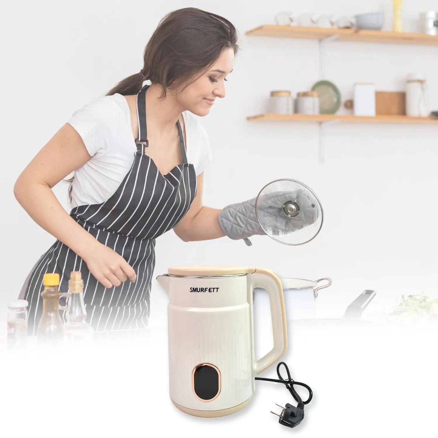 Double Wall Stainless Steel Electric Cordless Tea Kettle (1500W / 2.3 Ltr.) your brand