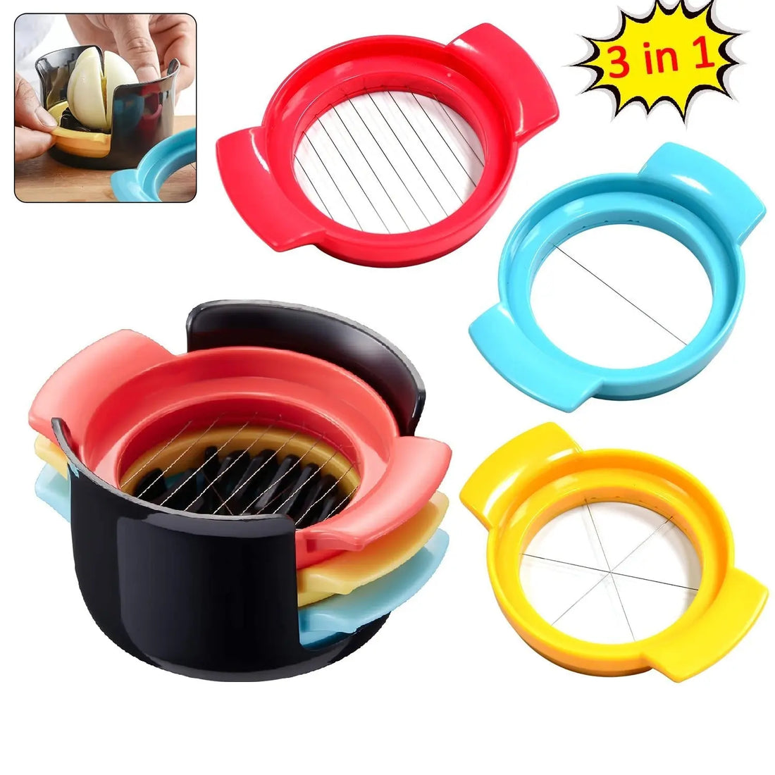 Egg Cutter Multifunctional 3 in 1 Stainless Steel Cutting Wire Cut Cutter-Durable Stainless Steel Wires. your brand